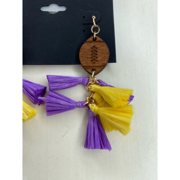 nOIr Purple and Yellow Football Earrings 5/20 - Picture 2 of 2